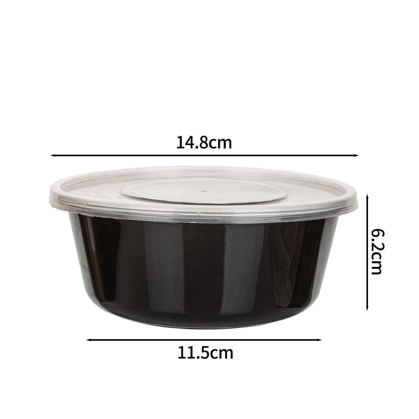 300x Asian Soep- of Pokébowl + Deksel – 500/600 ml 20oz – Zwart – Herbruikbaar PP  Ø148mm