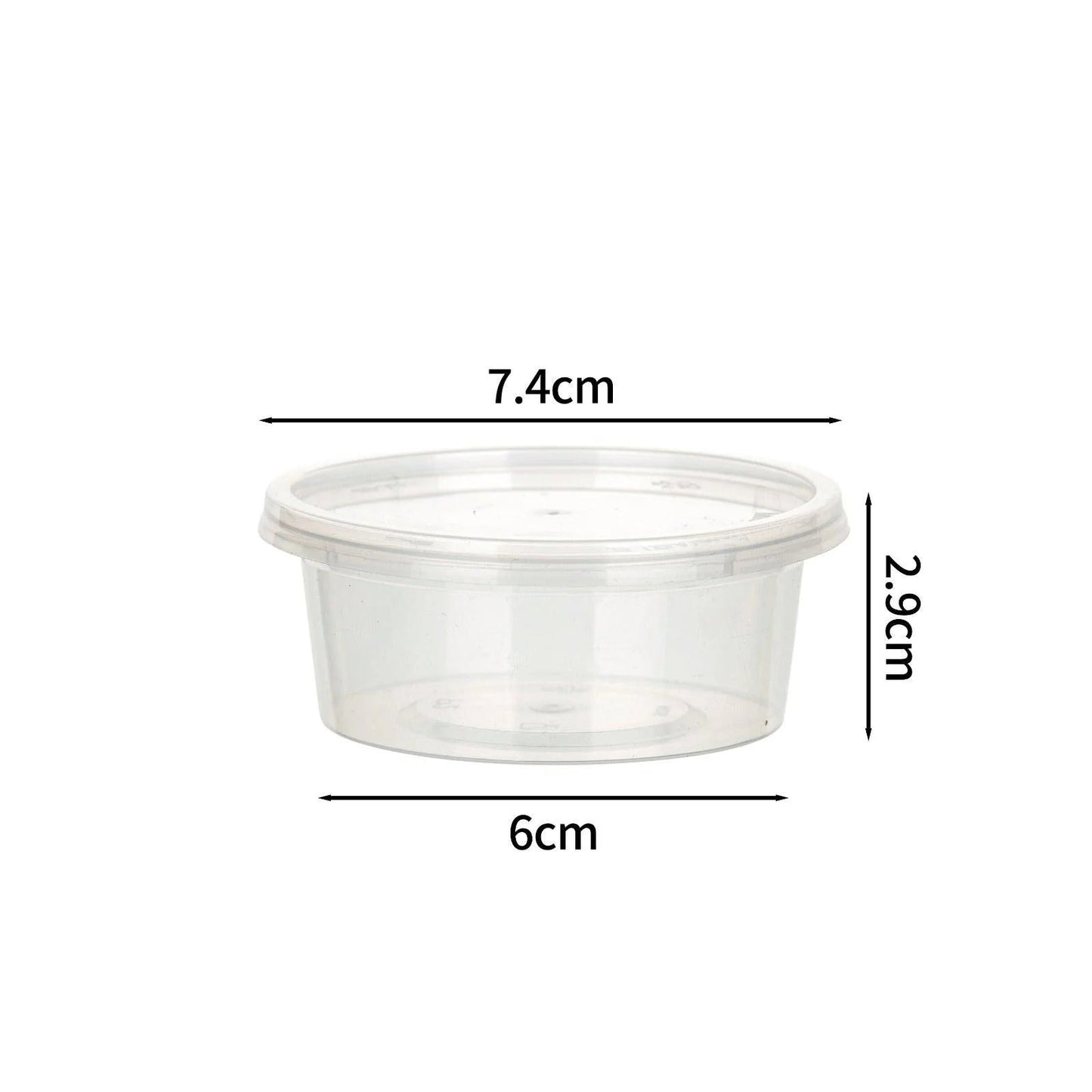 1000x PP Sauscup 50/60cc  2 oz Transparant Ø74mm inclusief deksel