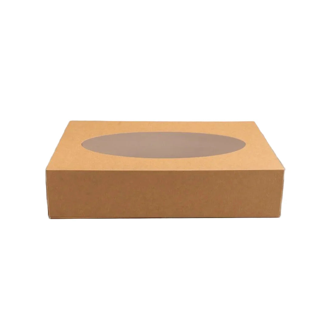 25x Cateringdozen kraft klein met venster 36x25x8cm