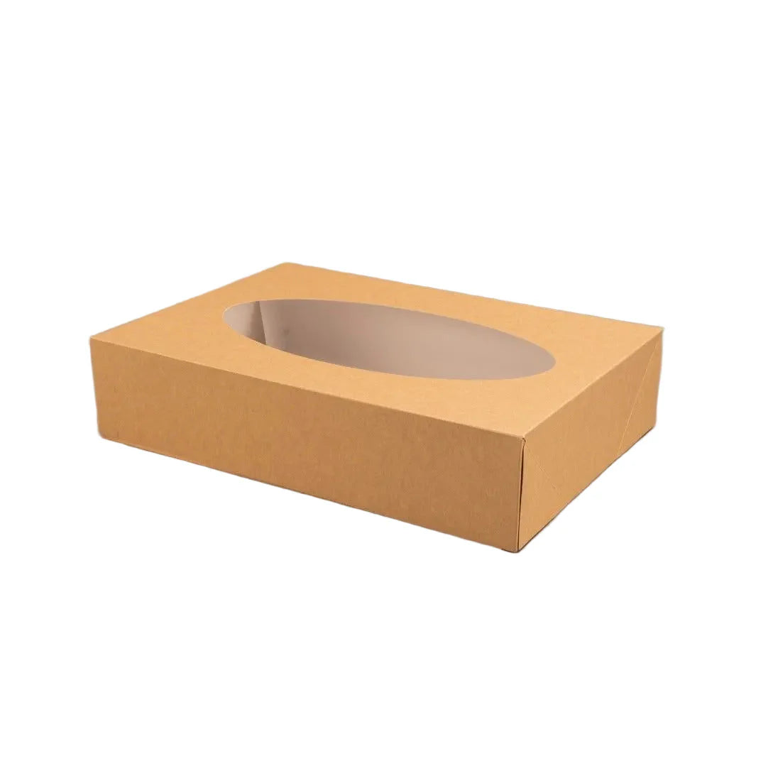 25x Cateringdozen kraft klein met venster 36x25x8cm