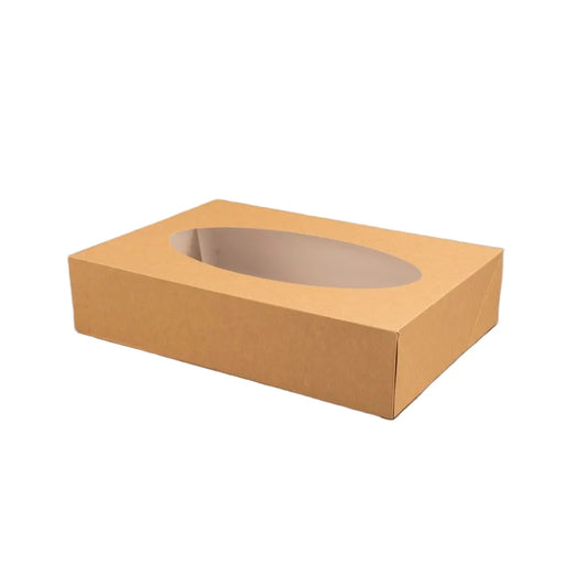 25x Cateringdozen kraft klein met venster 36x25x8cm
