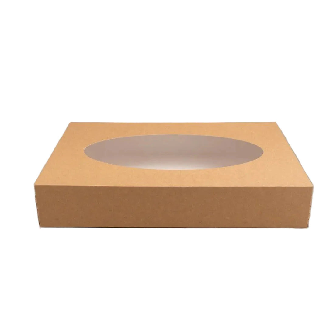 25x Cateringdozen kraft middel met venster 46x32x8cm