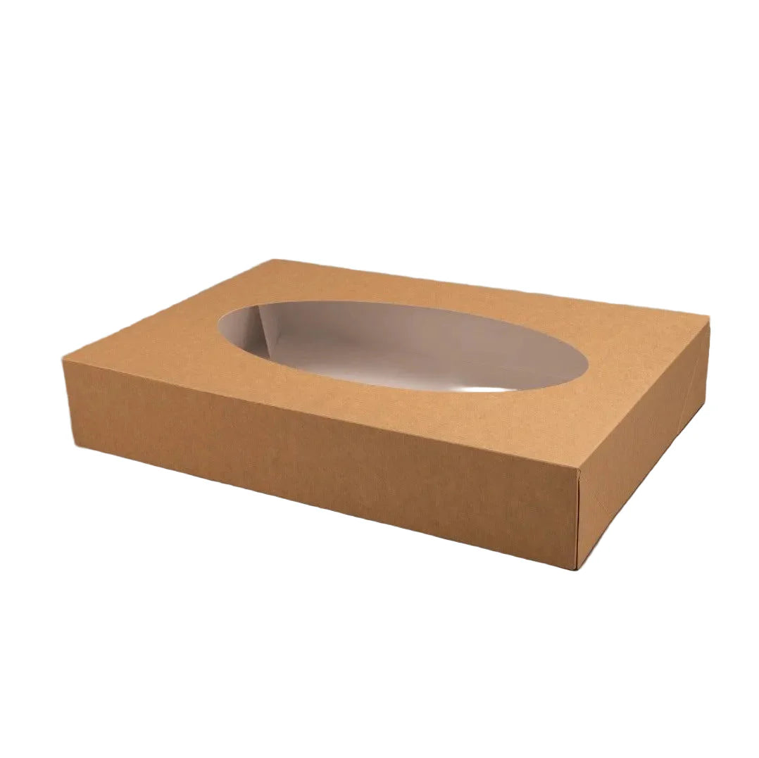 25x Cateringdozen kraft middel met venster 46x32x8cm