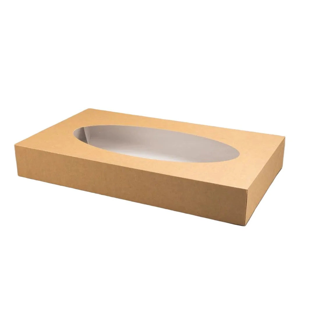 25x Cateringdozen kraft groot met venster 56x32x8cm