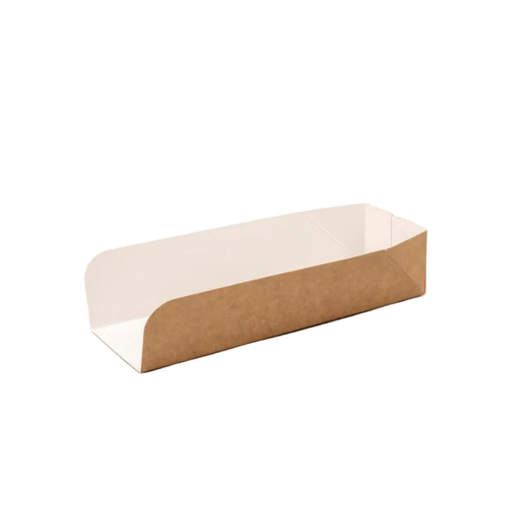 300x Zakschuiver (hotdog tray) kraft/wit BIO
