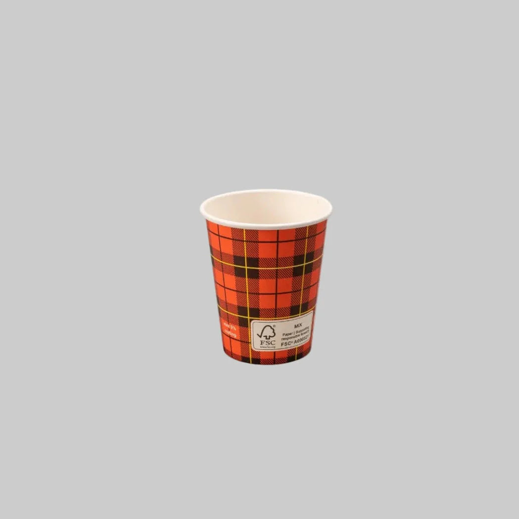 2500x Kartonnen koffiebeker 150cc 6oz Schotse ruit scotty FSC Mix
