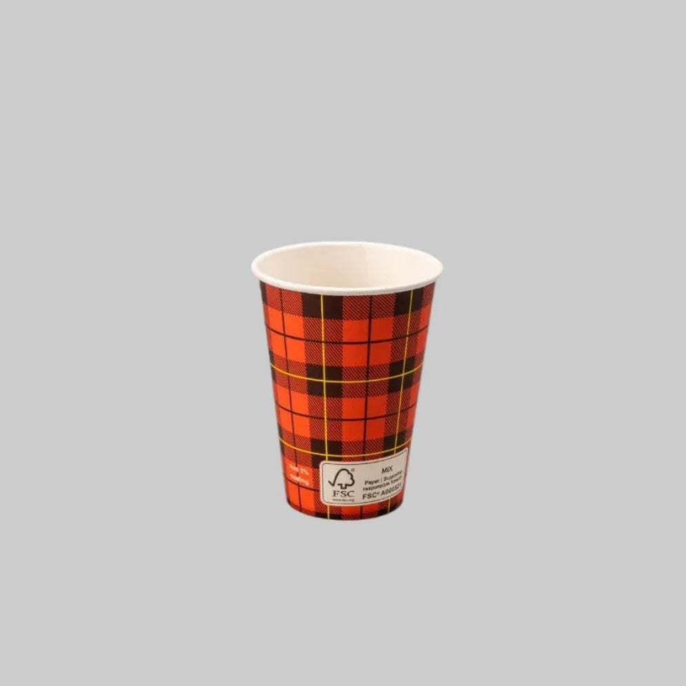 2500x Kartonnen koffiebeker 180cc 7.5oz Schotse ruit scotty FSC Mix