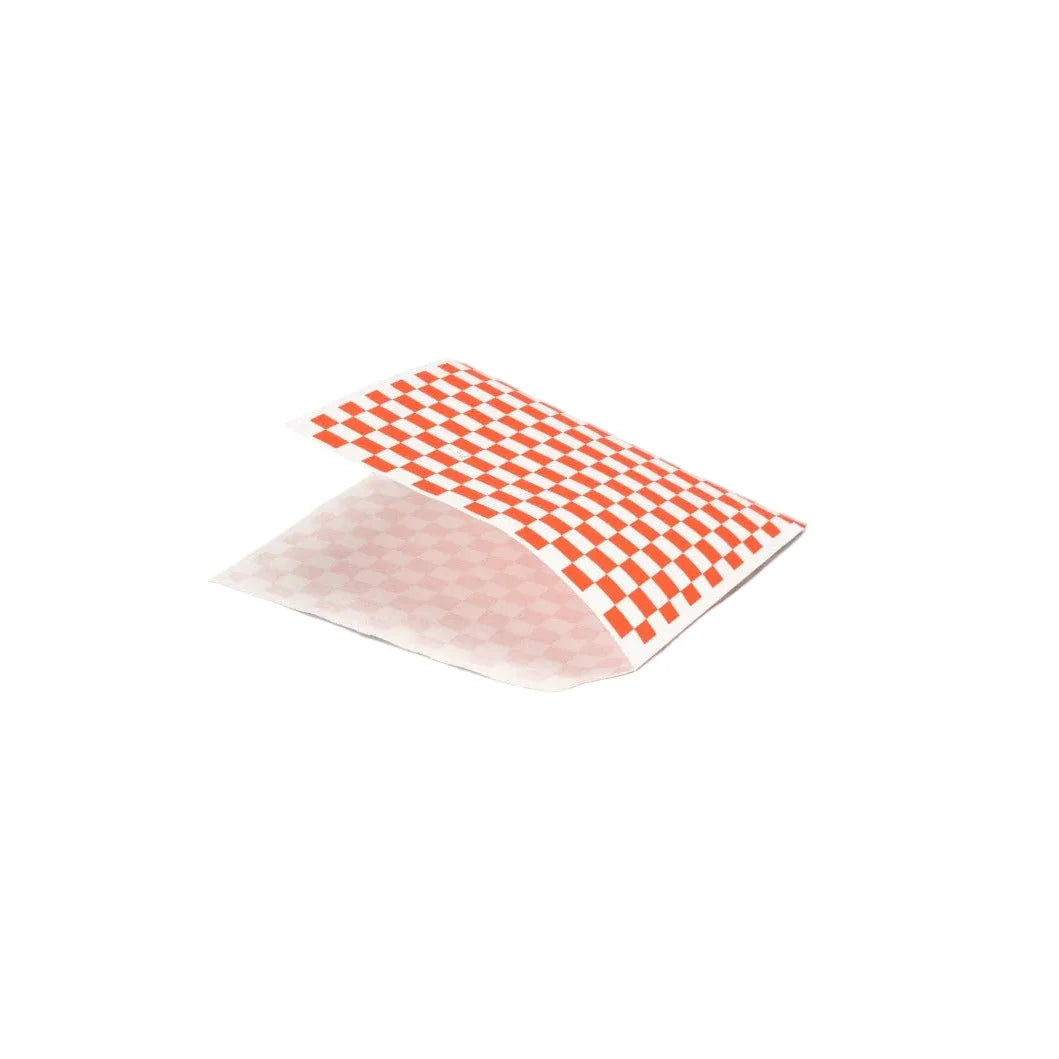 2000x Hamburger zakje 16x16cm boerenbont geruit vetvrij papier BIO