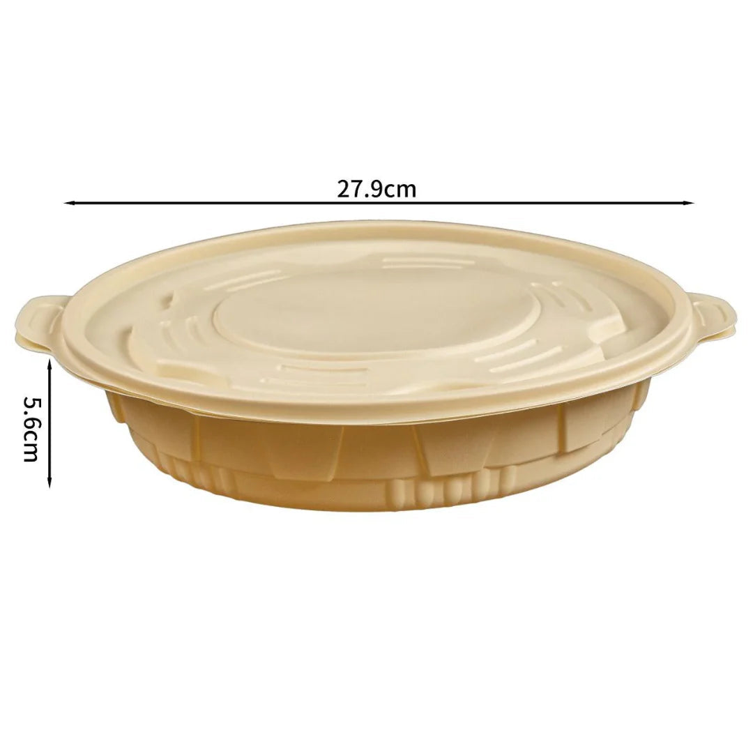 100x Maaltijdbowl 2000 ml met Deksel Ø 27,9 cm Gemaakt van PP & Maïs
