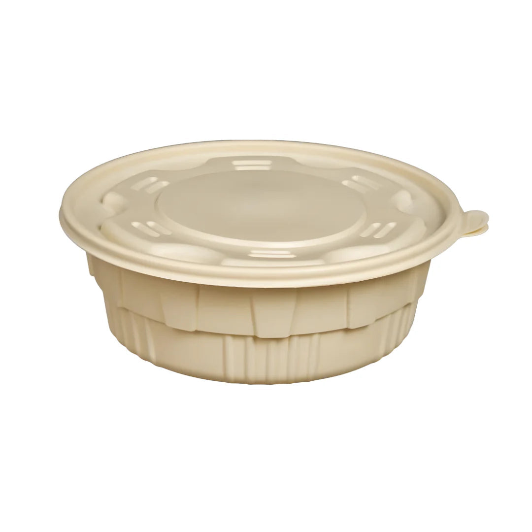 200x Maaltijdbowl 1500 ml met Deksel Ø 20.5 cm Gemaakt van PP & Maïs