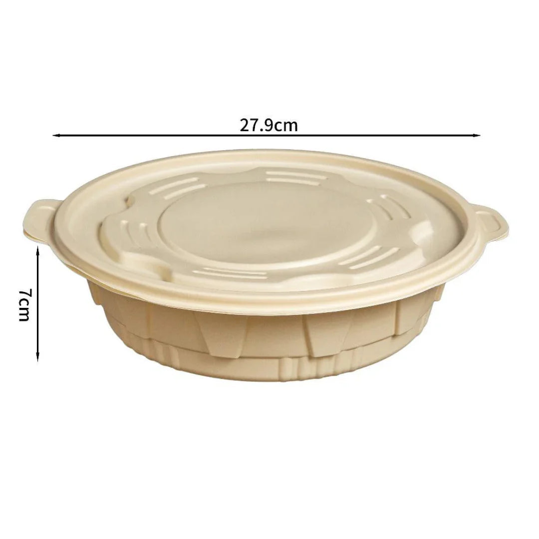 100x Maaltijdbowl 2500 ml met Deksel  Ø 27,9 cm Gemaakt van PP & Maïs
