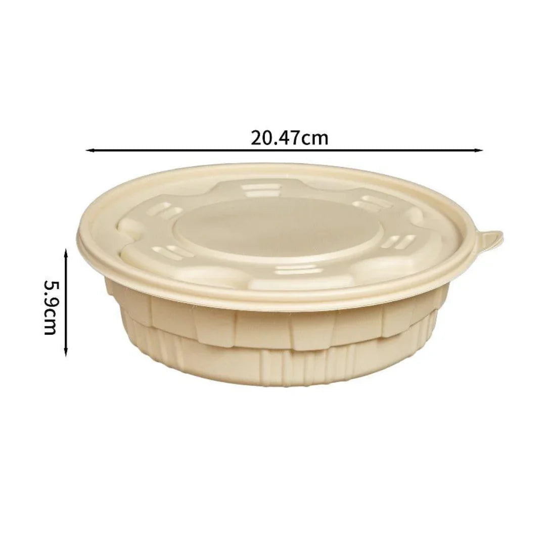 200x Maaltijdbowl 1250 ml met Deksel Ø 20,5 cm Gemaakt van PP & Maïs