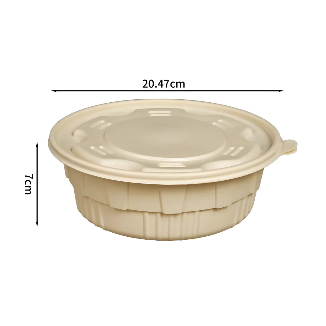 200x Maaltijdbowl 1500 ml met Deksel Ø 20.5 cm Gemaakt van PP & Maïs