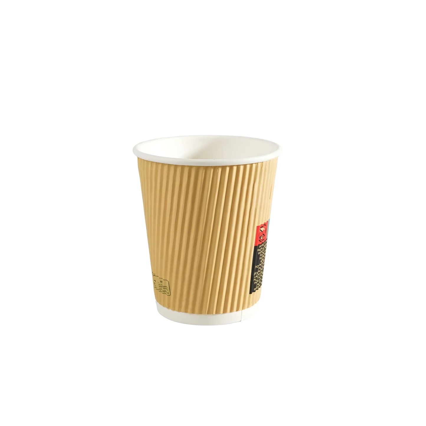 500x Koffiebeker dubbelwandig Ripple Wall 12oz 350ml bruin  Ø90mm