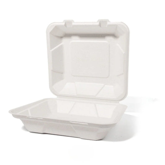 100x Menubox 1-vaks Middel suikerriet BIO (Menu box  sugarcane) 191mm X 205mm X 76mm Bagasse
