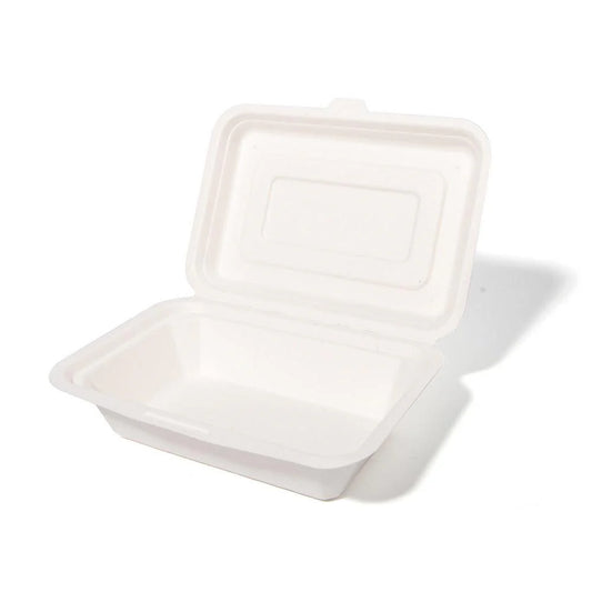 500x Menubox 1-vaks 600ML suikerriet BIO Bagasse (Menu box  sugarcane) 182mm X 136mm X 65mm