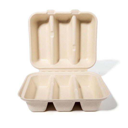 100x Taco Box voor takeaway van suikerriet (BIO) Bagasse – 212mm x 183mm x 82mm