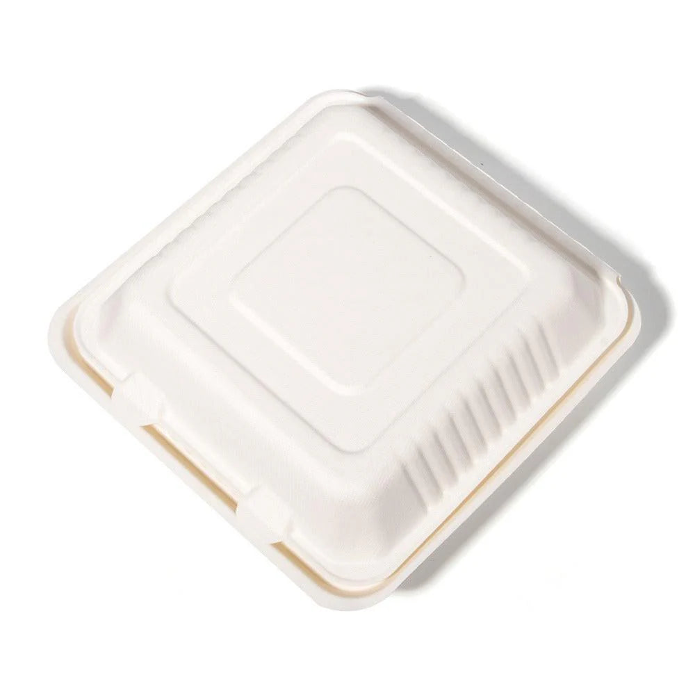 100x Menubox 1-vaks Groot 1500 ML suikerriet BIO Bagasse (Menu box 9 inch sugarcane) 231mm X 231mm X 79mm