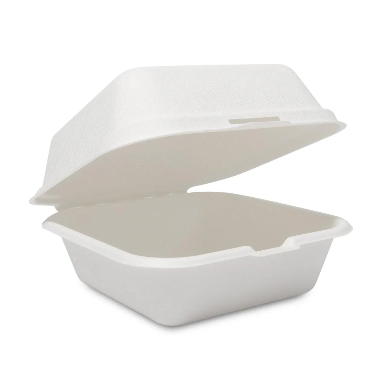 500x Hamburgerbakje Groot suikerriet BIO Plasticvrij  Bagasse (Hamburger box 6 inch) 152mm x 152mm x 76 mm