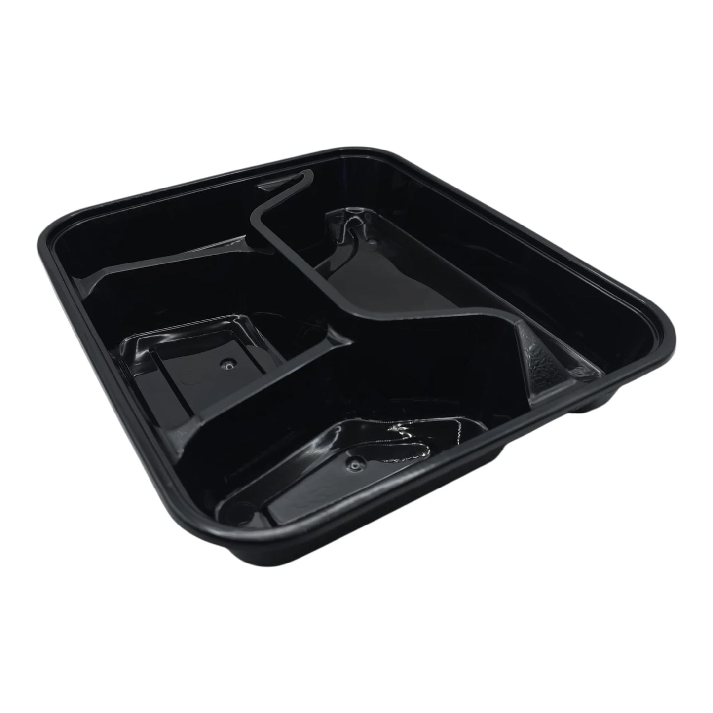 150x Maaltijdbak PP 1100ml (37 OZ) 4 vak zwart inclusief Deksel