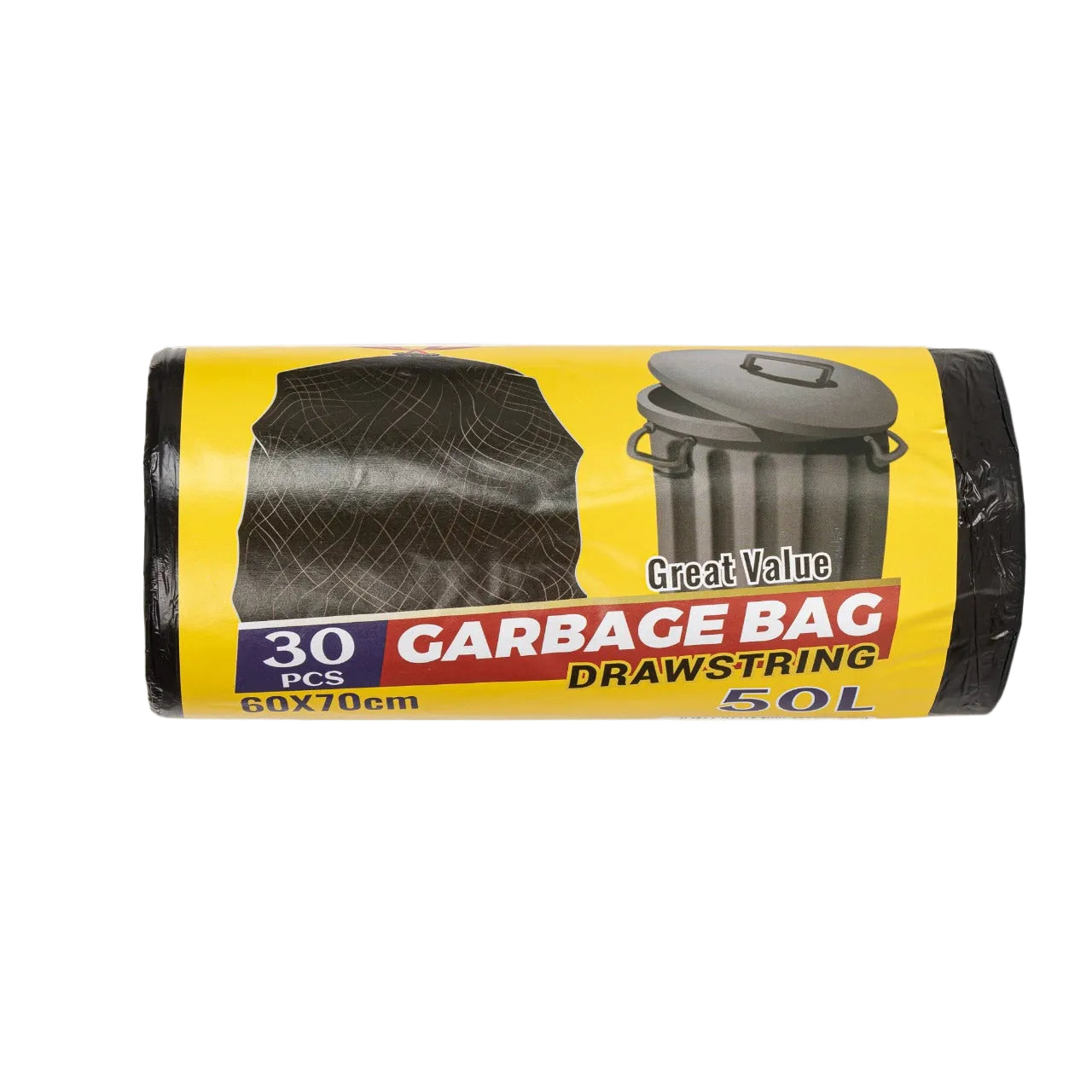 30x Zwarte Afvalzakken 50L – 60x70 cm – 30 Stuks per Rol – LDPE – Met Treksluiting