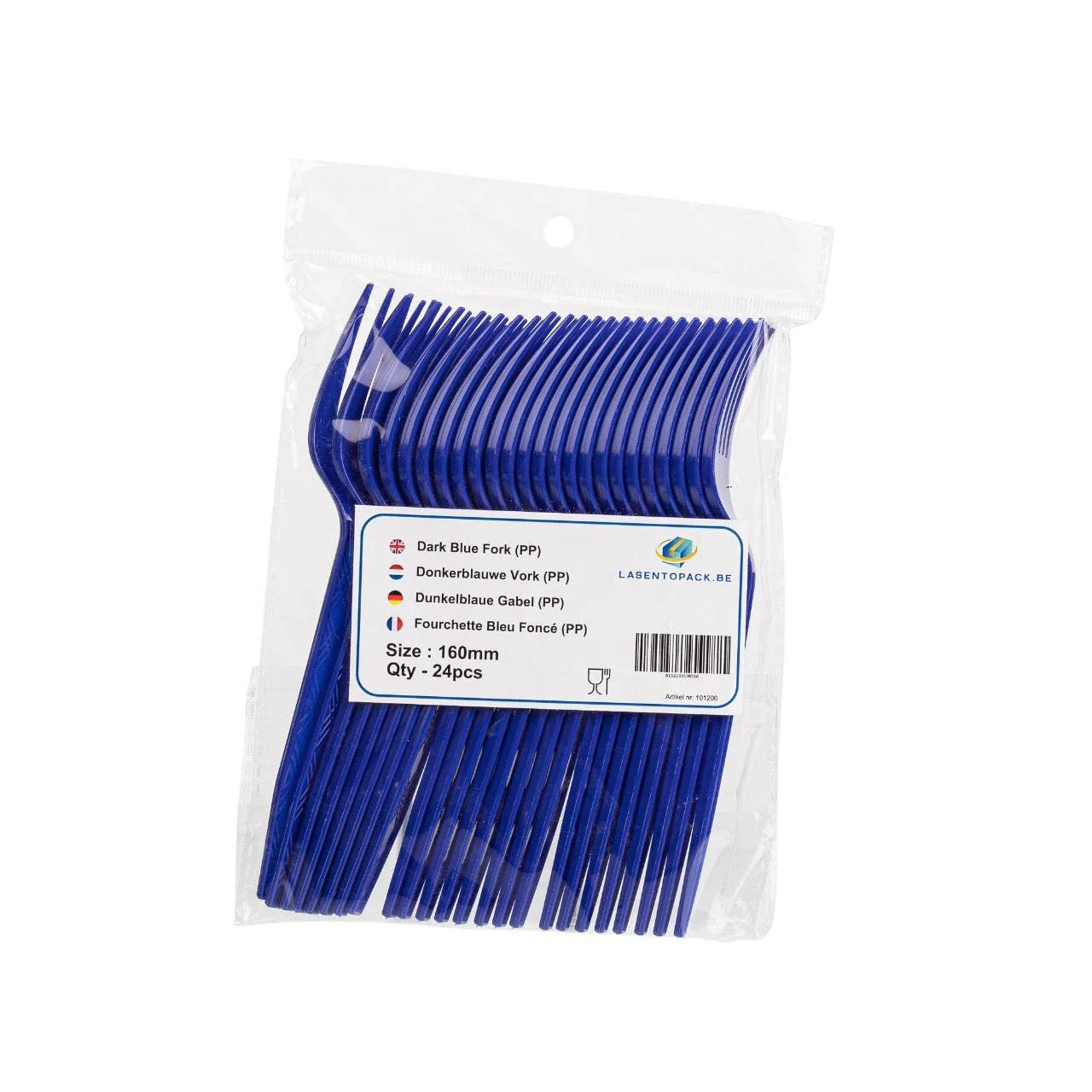 24x Herbruikbare Vork 160mm PP Blauw