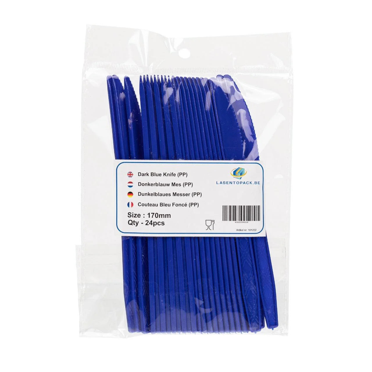 24x Herbruikbare Mes 170mm PP Blauw