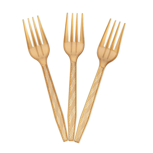 24x Herbruikbare Vork 160mm PP Goud