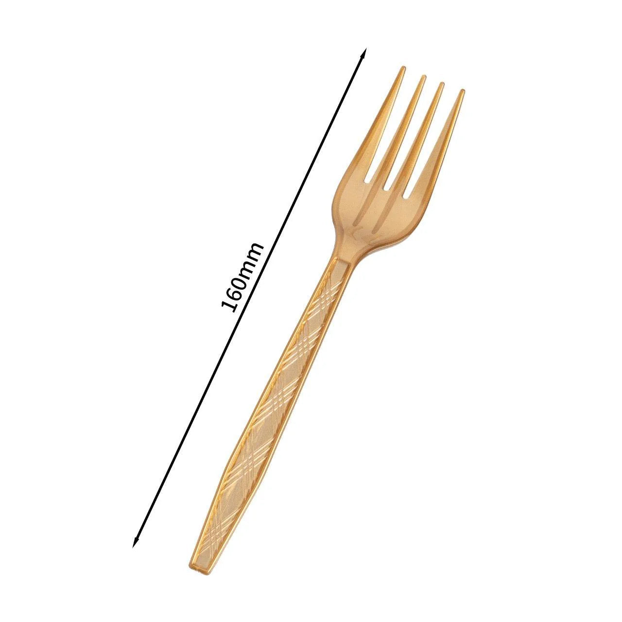 24x Herbruikbare Vork 160mm PP Goud