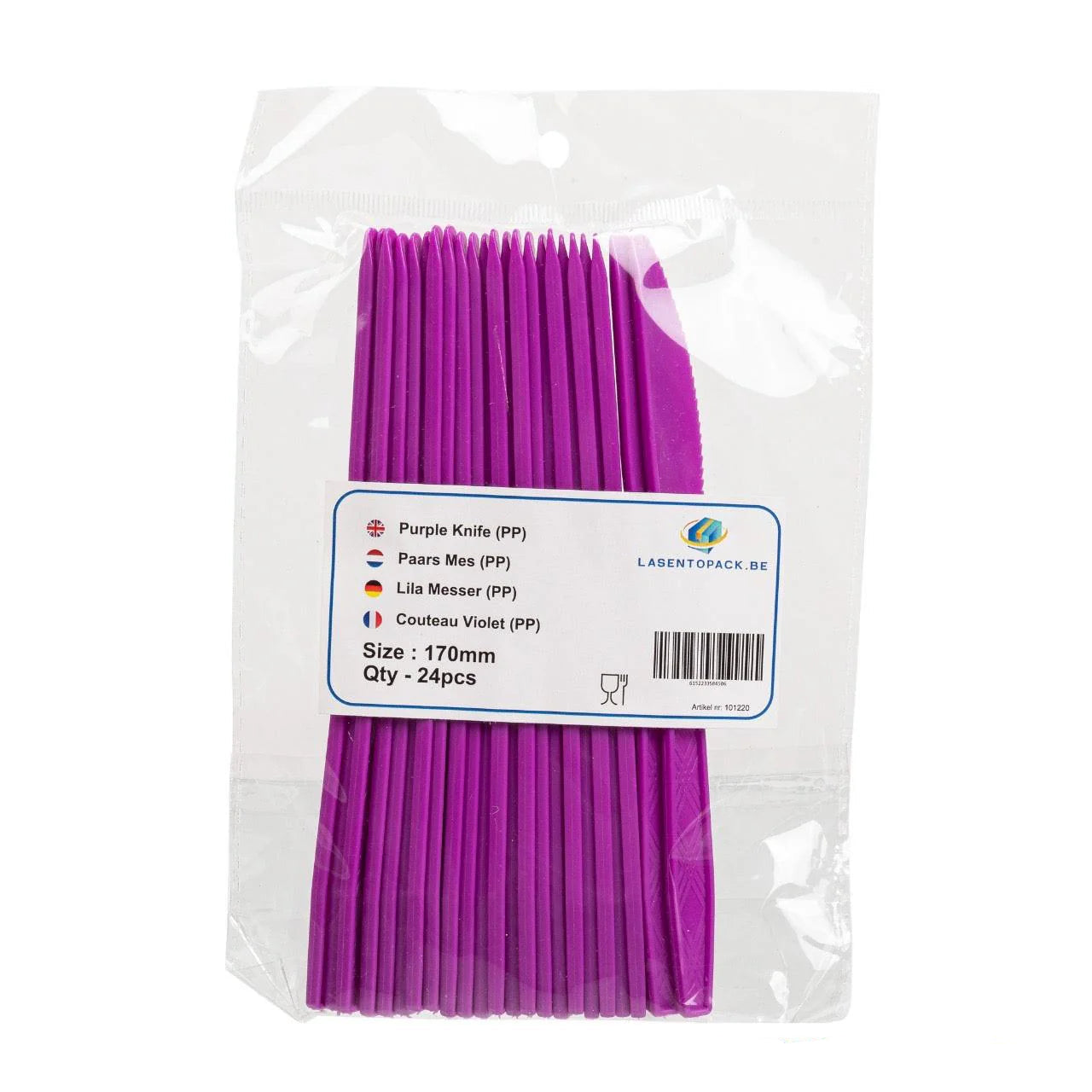 24x Herbruikbare Mes 170mm PP Paars