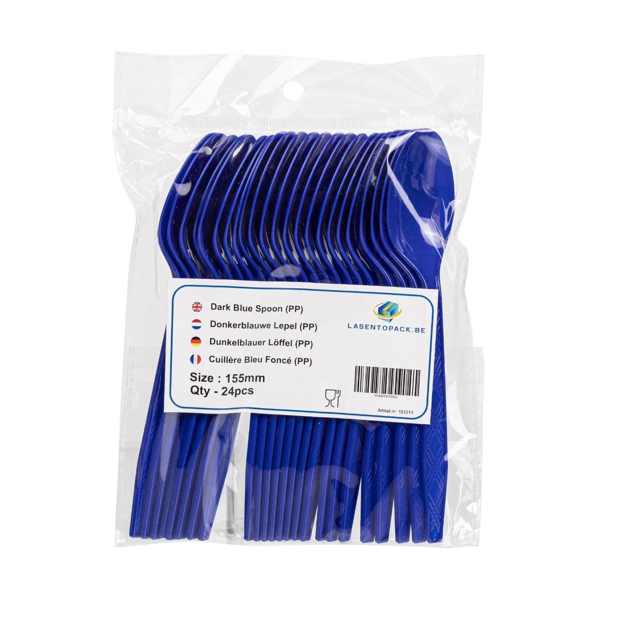 24x Herbruikbare lepel 155mm PP Blauw