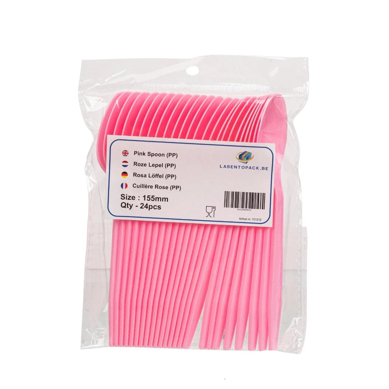 24x Herbruikbare lepel 155mm PP Roze