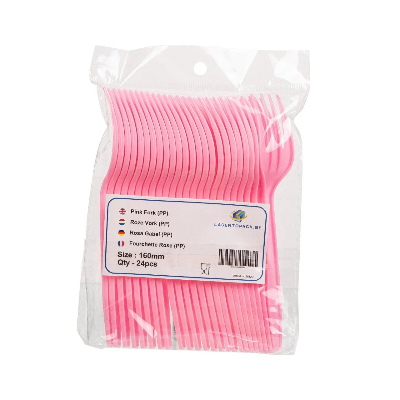 24x Herbruikbare Vork 160mm PP Roze