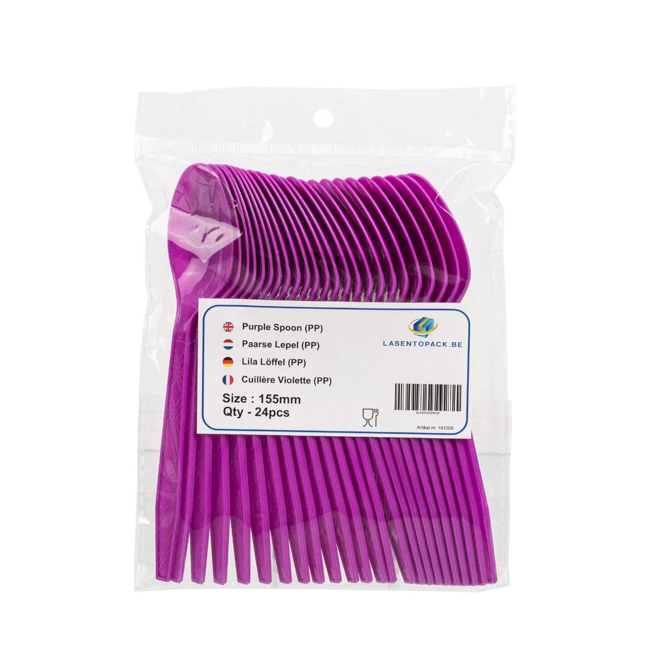 24x Herbruikbare lepel 155mm PP Paars