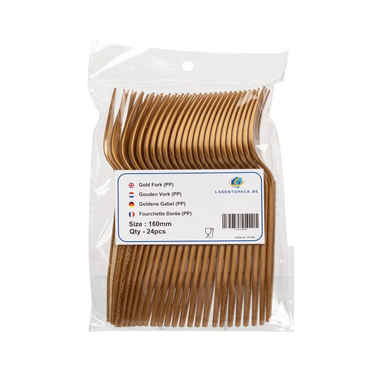 24x Herbruikbare Vork 160mm PP Goud