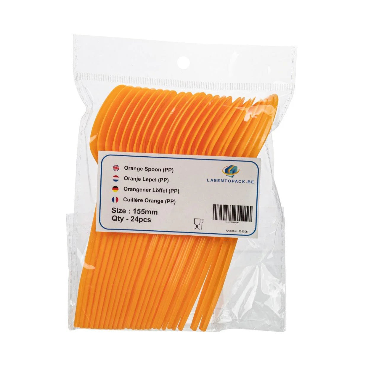 24x Herbruikbare lepel 155mm PP Oranje
