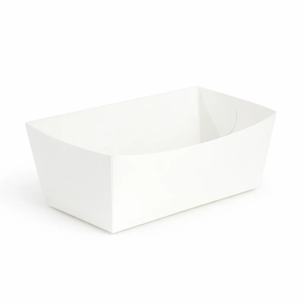 500x Kartonnen frietbakjes 300ml 11cm x 6cm x 5cm wit - A9 - Frietbak wit 80